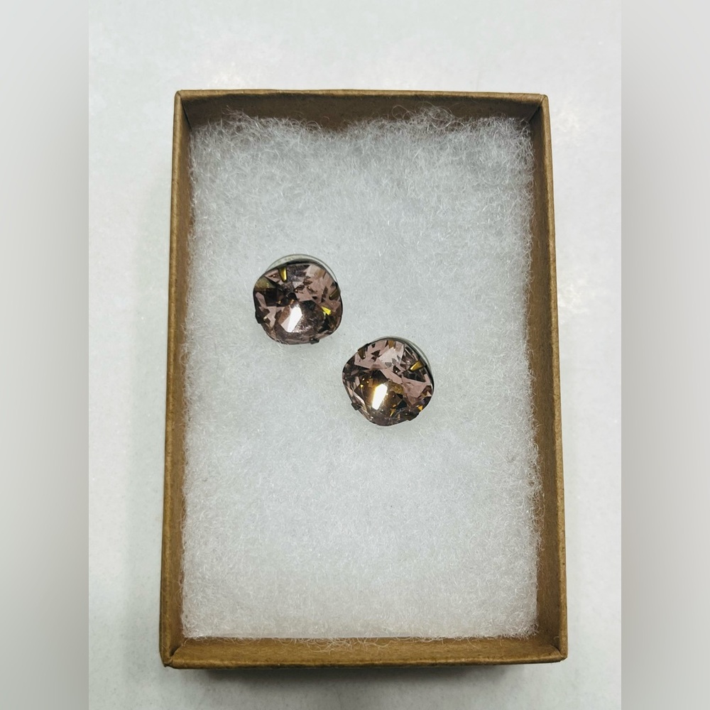 Pink and Bronze Crystal Stud Earrings